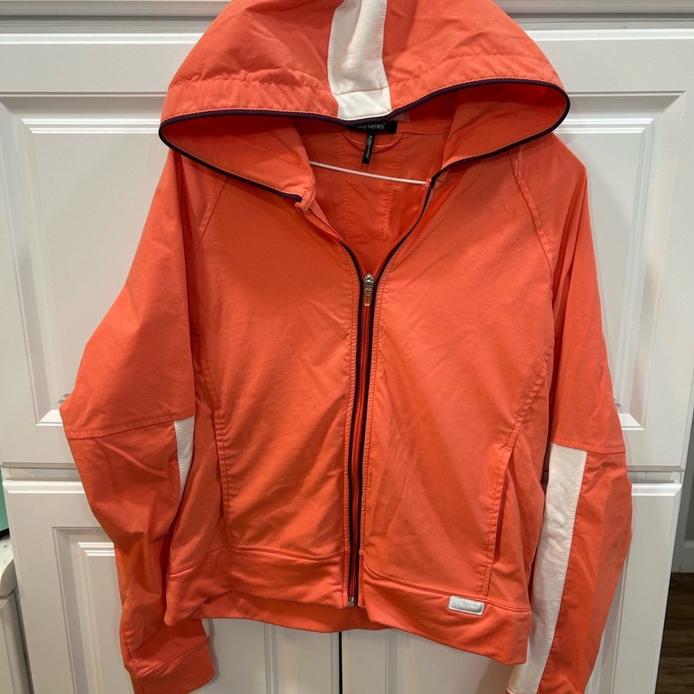 Daisy Fuentes Orange and White Jacket with Hood, capri pants and mini skirt 3pcs